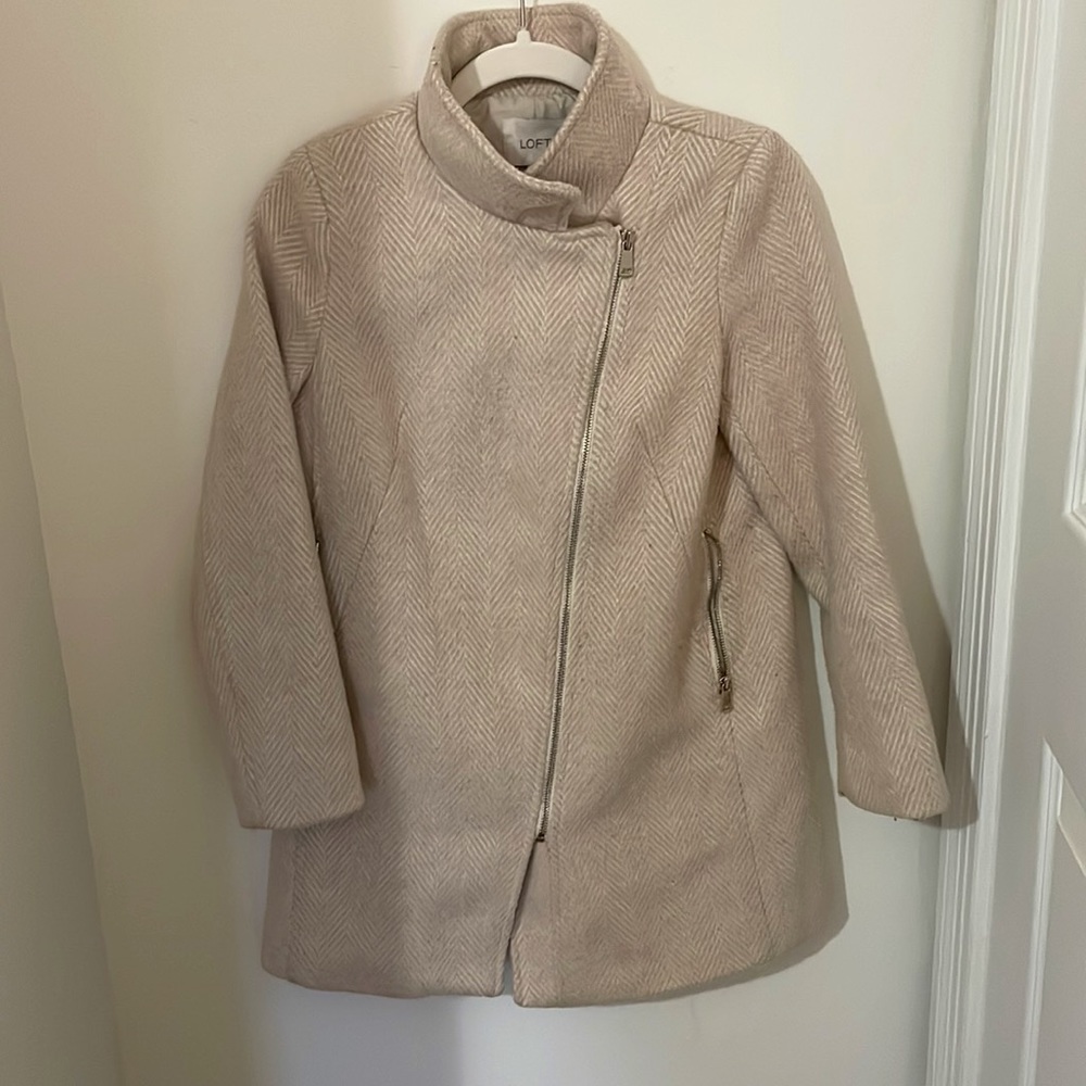 LOFT Funnel Neck Houndstooth Coat XXSP